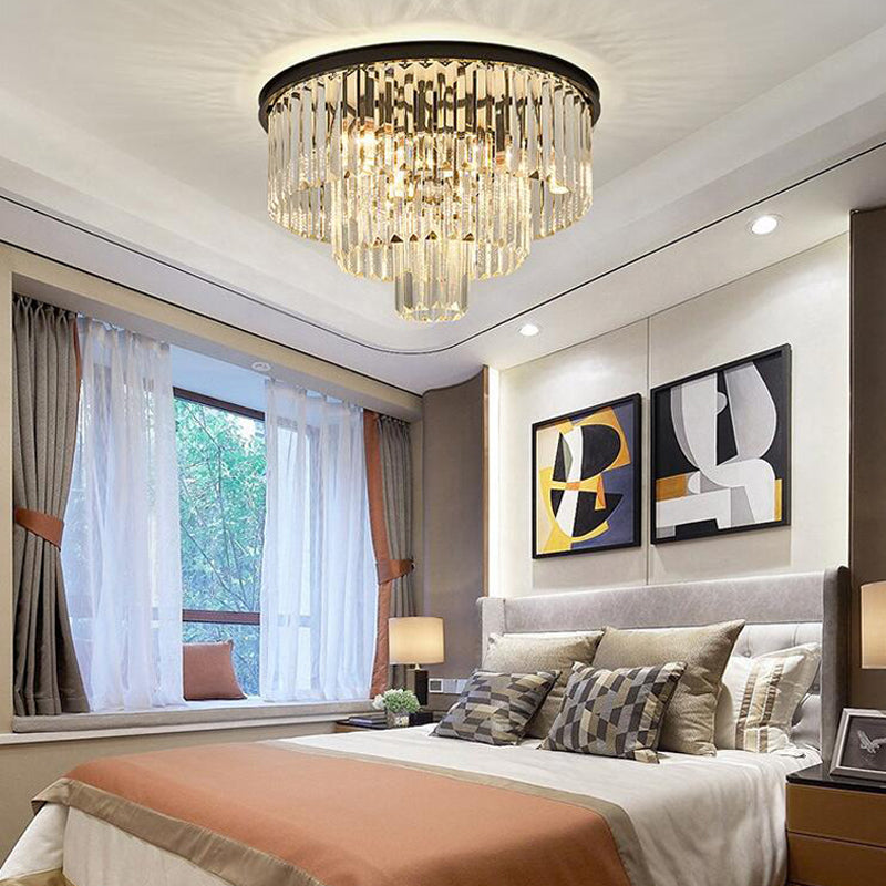 Conical Metal LED Ceiling Light in Modern Luxury Style Crystal Flush Mount for Dining Room