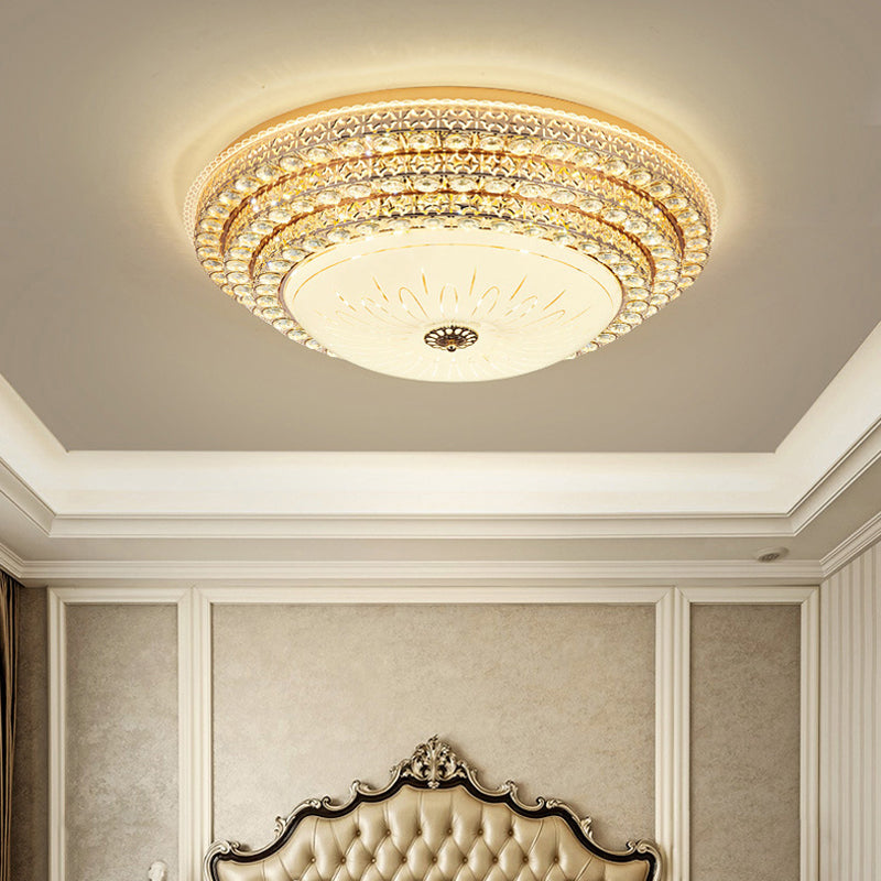 Gouden ronde kristallen LED-inbouw in moderne luxe stijl metalen plafondlamp voor woonkamer