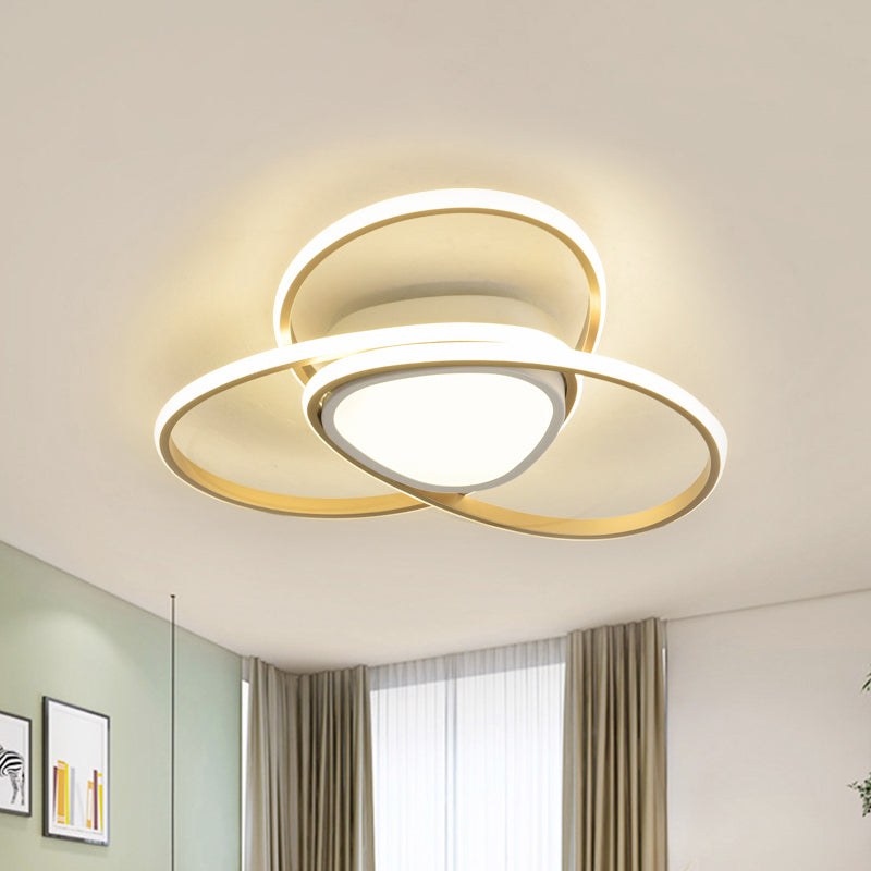 18"/21.5" W 3-Loop Acrylic Flush Mount Lamp Contemporary LED Gold Finish Ceiling Light, Warm/White Light/Remote Control Stepless Dimming