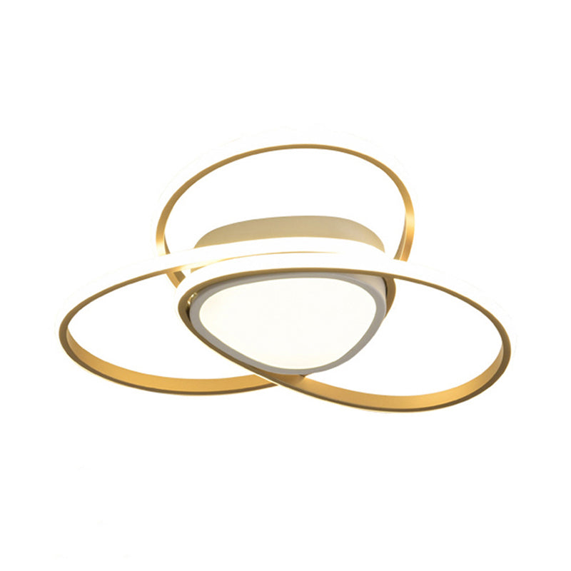 18"/21.5" W 3-Loop Acrylic Flush Mount Lamp Contemporary LED Gold Finish Ceiling Light, Warm/White Light/Remote Control Stepless Dimming