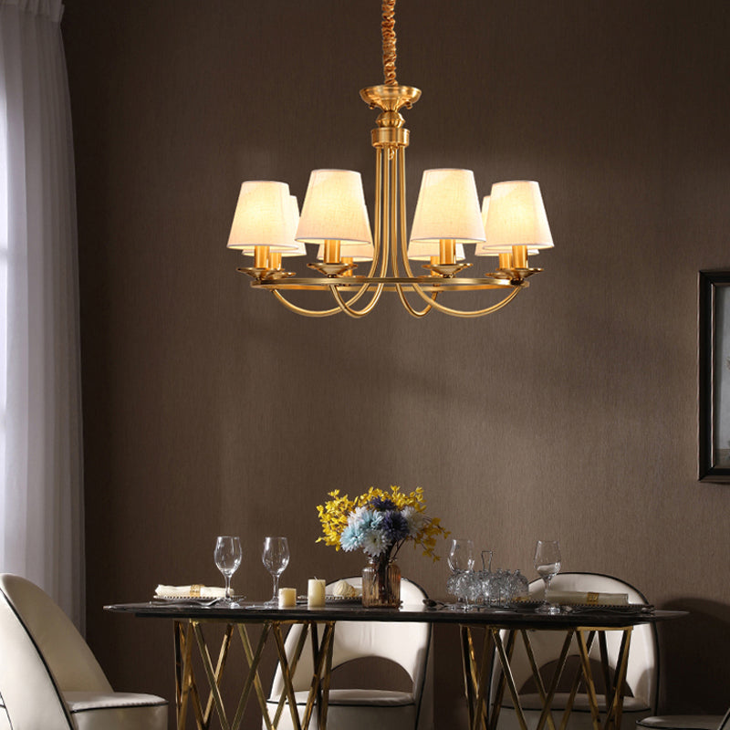 Metal Gold Ceiling Suspension Lamp Tapered Traditional-Style Chandelier Lighting Fixture