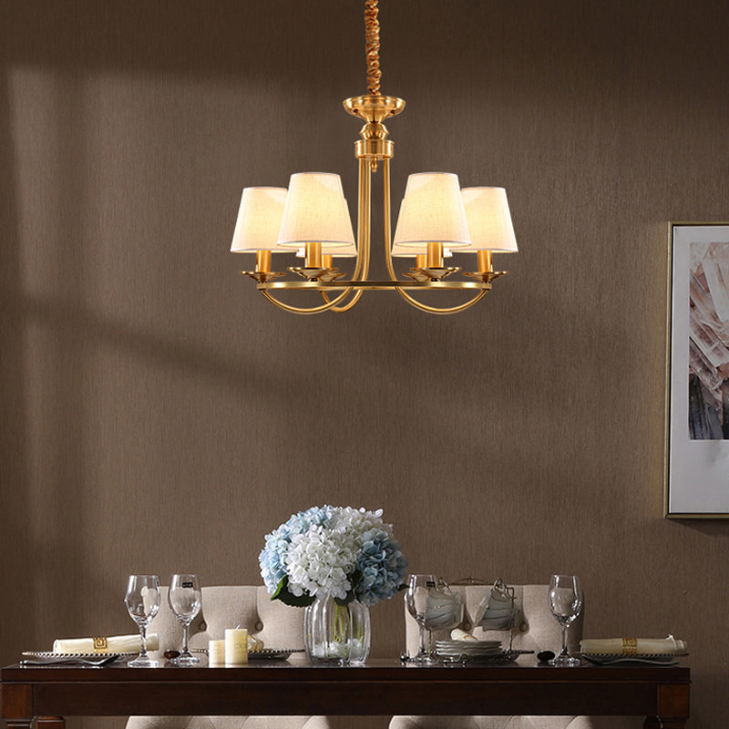 Metal Gold Ceiling Suspension Lamp Tapered Traditional-Style Chandelier Lighting Fixture
