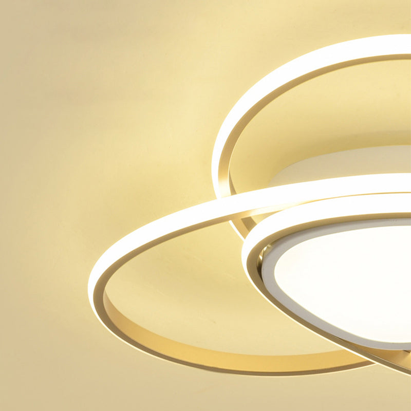 18"/21.5" W 3-Loop Acrylic Flush Mount Lamp Contemporary LED Gold Finish Ceiling Light, Warm/White Light/Remote Control Stepless Dimming