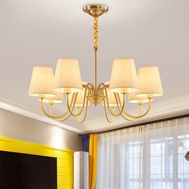Metal Conical Hanging Pendant Light Traditional Dinning Room Pendant Chandelier in Gold
