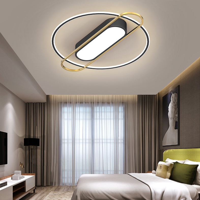 Nueva lámpara de montaje de LED de hierro forjado moderno Lámpara de montaje de techo negro para dormitorio