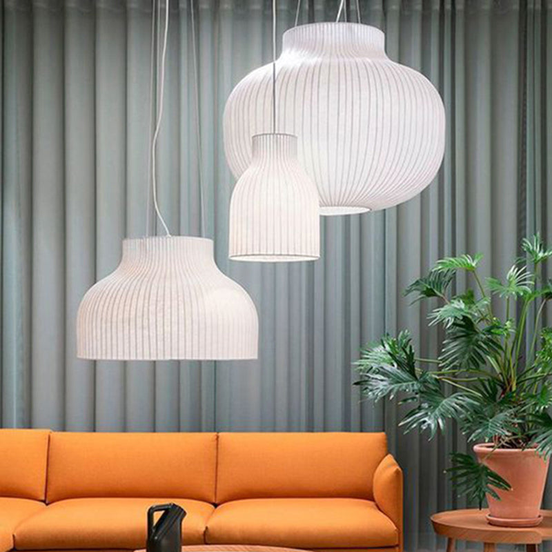 Eenvoud zijden stof lantaarn tint hanglamp moderne stijl 1-licht suspensie verlichting armatuur voor slaapkamer