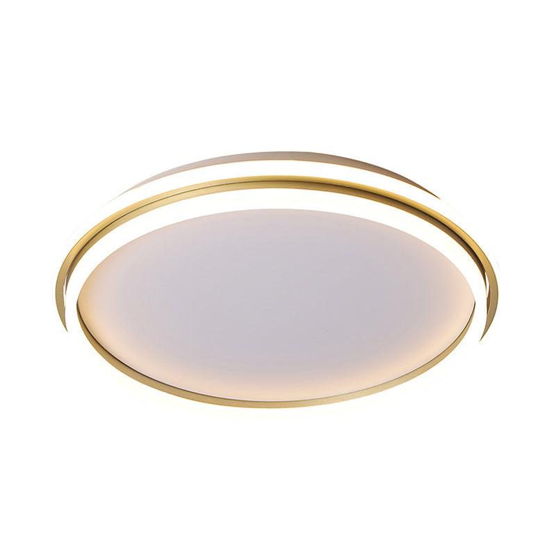 Runde, bündige Beleuchtung aus Acryl, 16,5"/20,5" Durchmesser, minimalistische LED-Deckenleuchte in Gold, warmes/weißes Licht/stufenlose Dimmung mit Fernbedienung