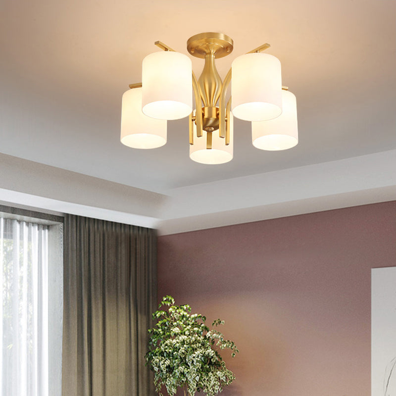 Semi Mount Lighting Minimalist Glass Cylindrical Semi Flush Mount Ceiling Fixture