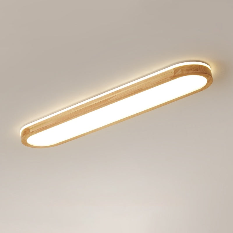 Houten langwerpige LED semi-inbouw plafondlamp in moderne creatieve stijl acryl plafondarmatuur voor garderobe