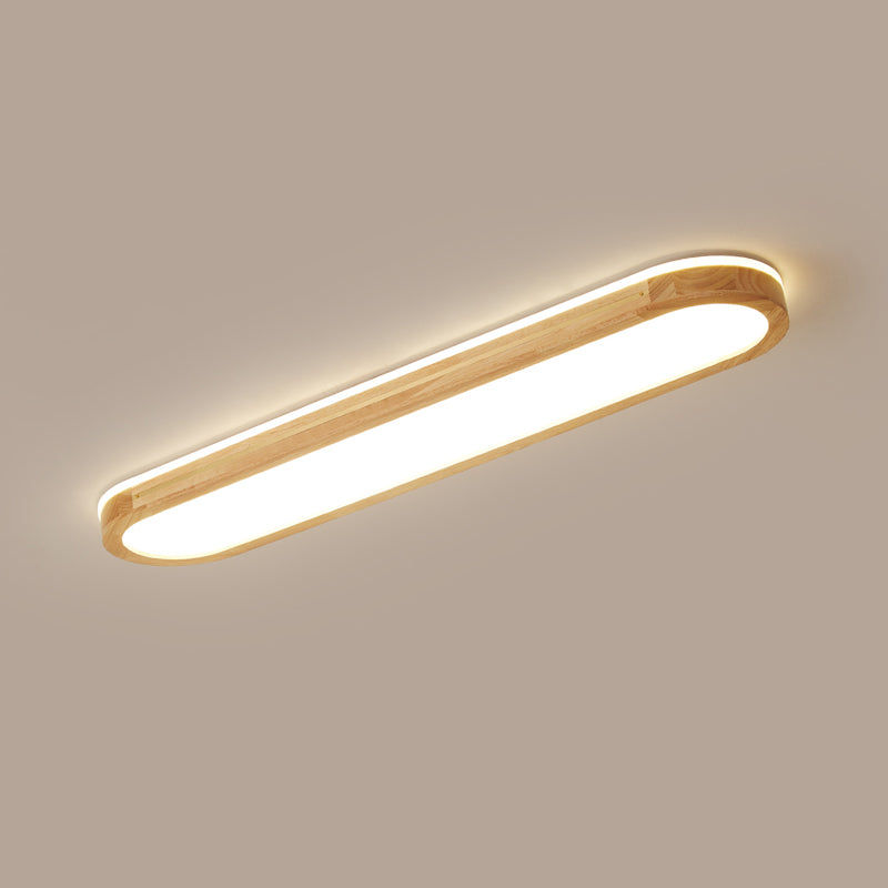 Houten langwerpige LED semi-inbouw plafondlamp in moderne creatieve stijl acryl plafondarmatuur voor garderobe