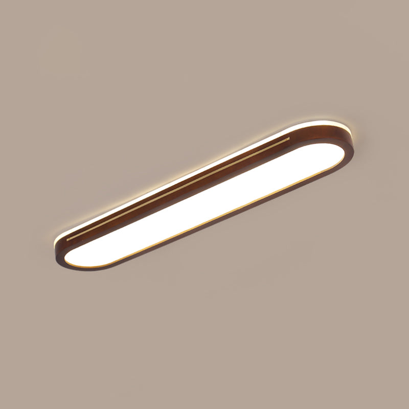 Houten langwerpige LED semi-inbouw plafondlamp in moderne creatieve stijl acryl plafondarmatuur voor garderobe