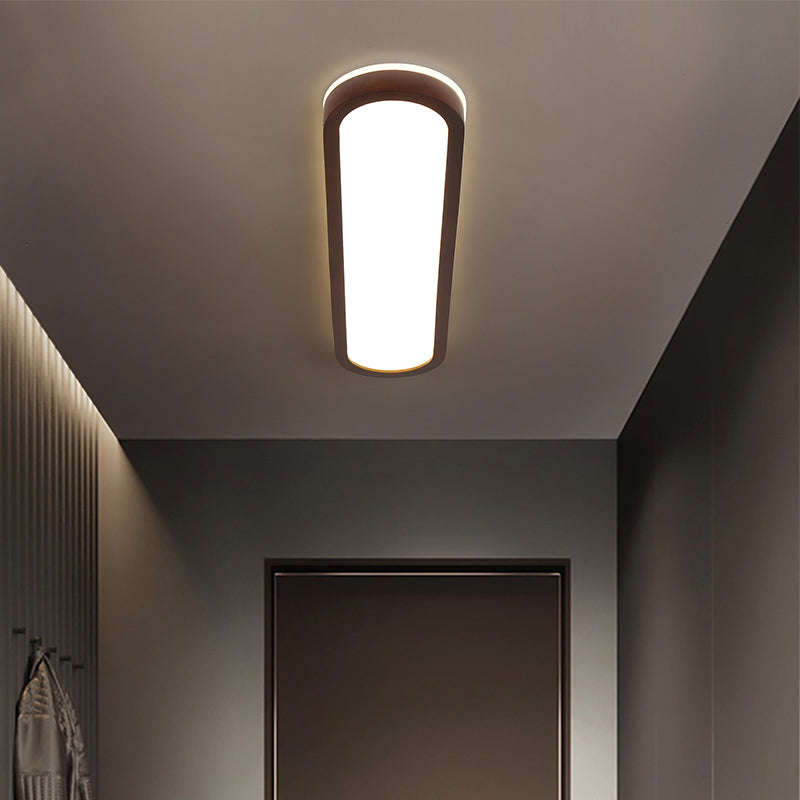 Houten langwerpige LED semi-inbouw plafondlamp in moderne creatieve stijl acryl plafondarmatuur voor garderobe
