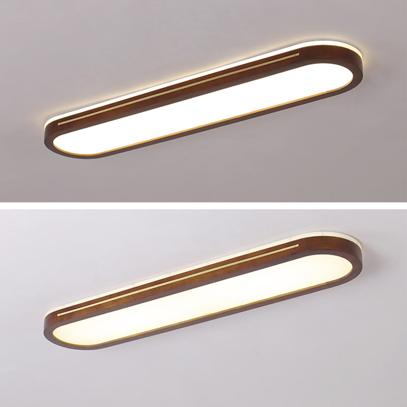 Houten langwerpige LED semi-inbouw plafondlamp in moderne creatieve stijl acryl plafondarmatuur voor garderobe