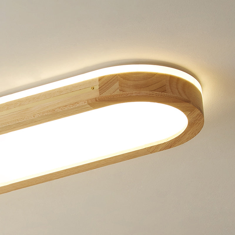 Houten langwerpige LED semi-inbouw plafondlamp in moderne creatieve stijl acryl plafondarmatuur voor garderobe