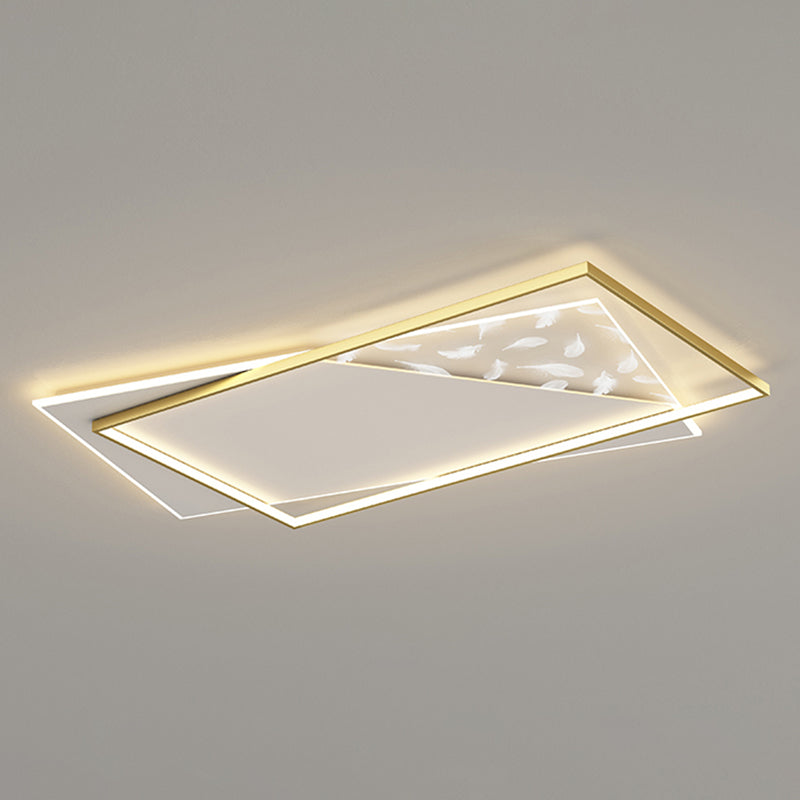 Gouden geometrische LED-plafondlamp in moderne creatieve stijl veren acryl semi-inbouwmontage voor woonkamer