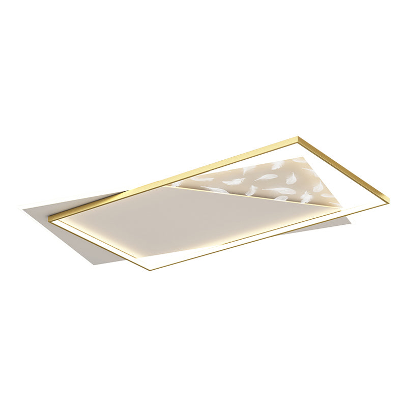 Gouden geometrische LED-plafondlamp in moderne creatieve stijl veren acryl semi-inbouwmontage voor woonkamer