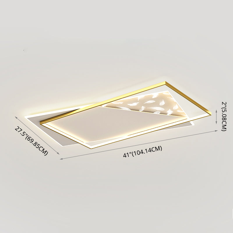 Gouden geometrische LED-plafondlamp in moderne creatieve stijl veren acryl semi-inbouwmontage voor woonkamer