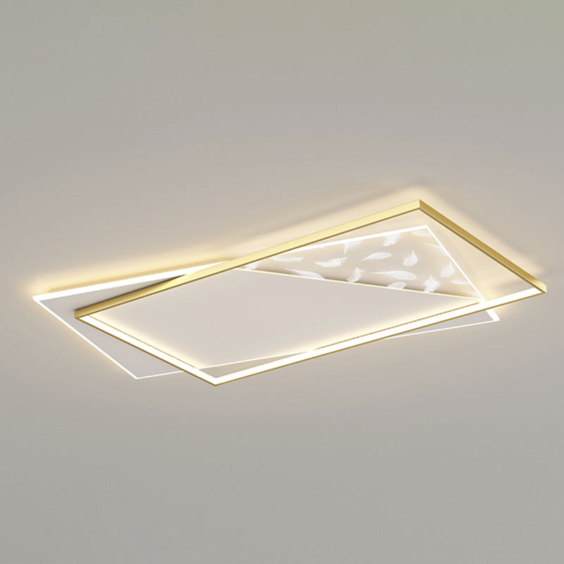 Gouden geometrische LED-plafondlamp in moderne creatieve stijl veren acryl semi-inbouwmontage voor woonkamer