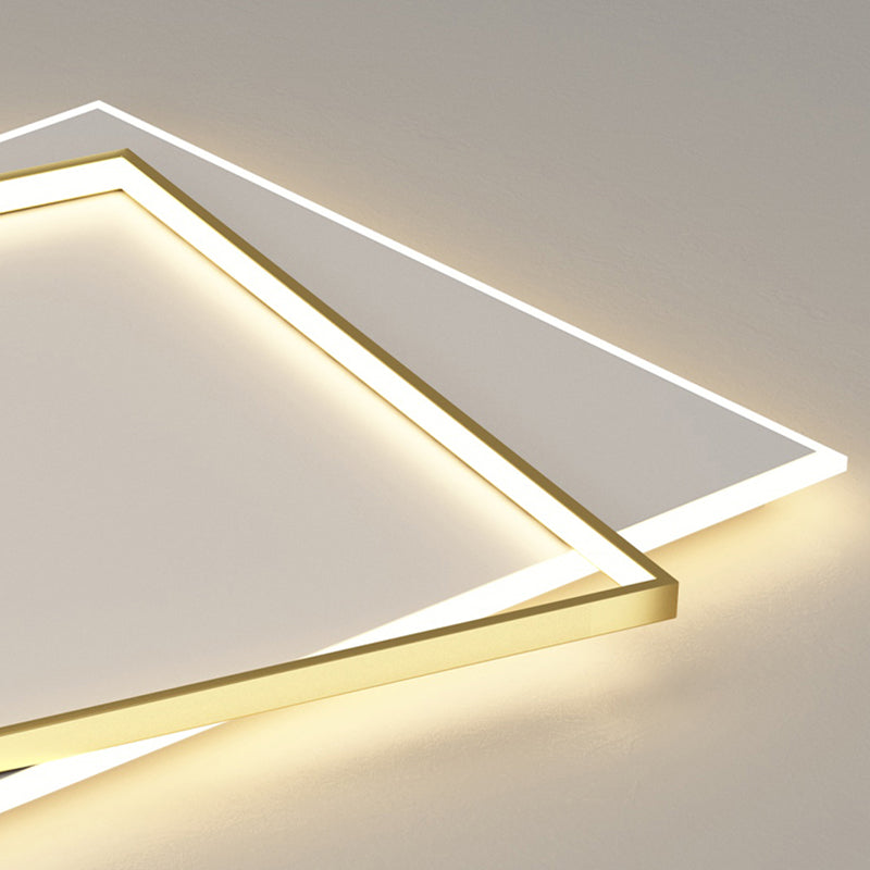 Gouden geometrische LED-plafondlamp in moderne creatieve stijl veren acryl semi-inbouwmontage voor woonkamer