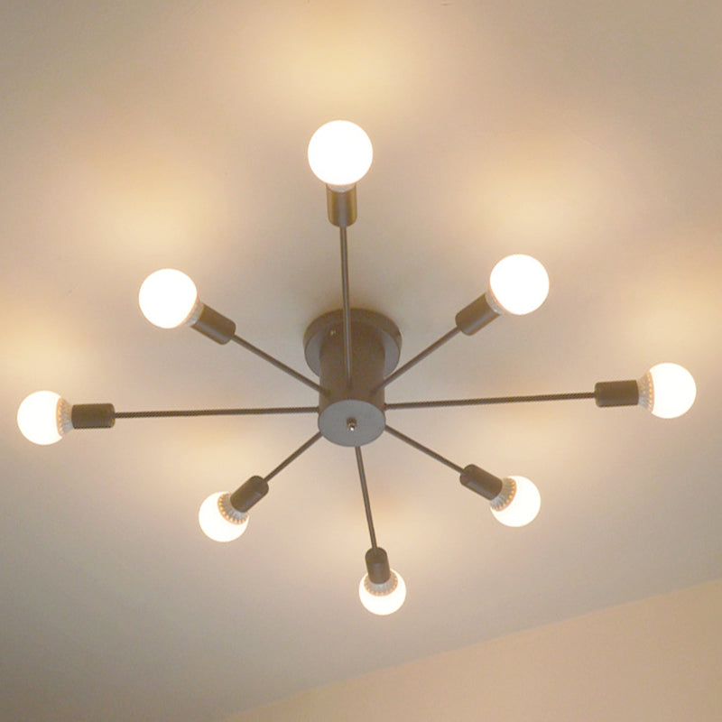 Sputnik Design Semi Flush Mount Lighting Minimalistic Metal Semi Flush Ceiling Light