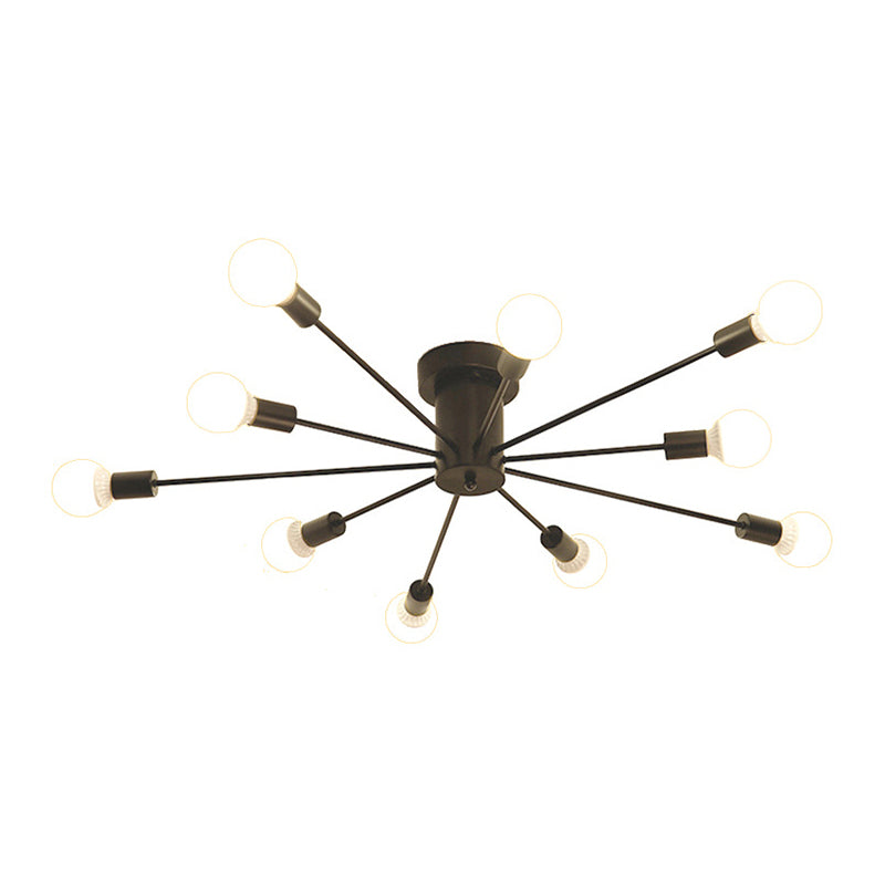 Sputnik Design Semi Flush Mount Lighting Minimalistic Metal Semi Flush Ceiling Light