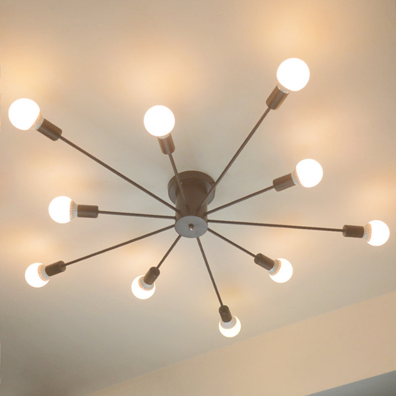 Sputnik Design Semi Flush Mount Lighting Minimalistic Metal Semi Flush Ceiling Light