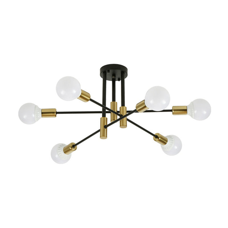 Estilo industrial lámpara de techo incorporada, rama negra, Sala de estar creativa, comedor, dormitorio, bombilla e27 ligera, lujosa y sencilla