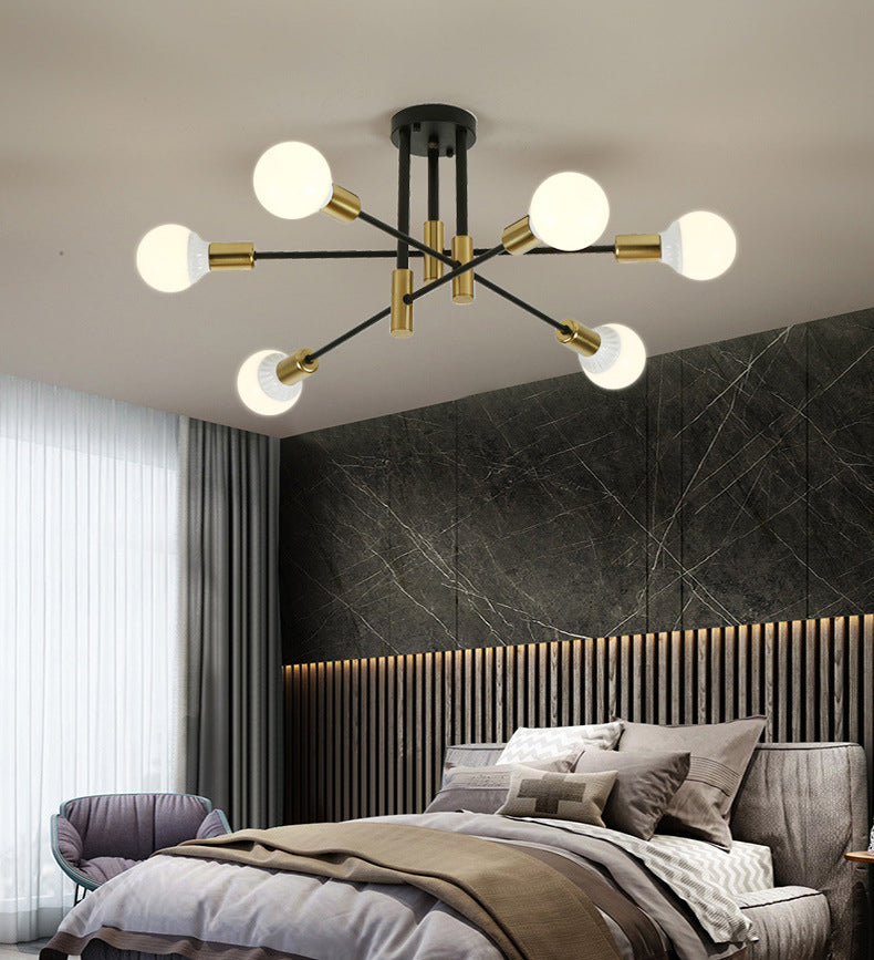 Industriële stijl inbouw plafondlamp Zwart takvormig Creatieve woonkamer Eetkamer Slaapkamer Licht Luxe eenvoudige E27-lamp