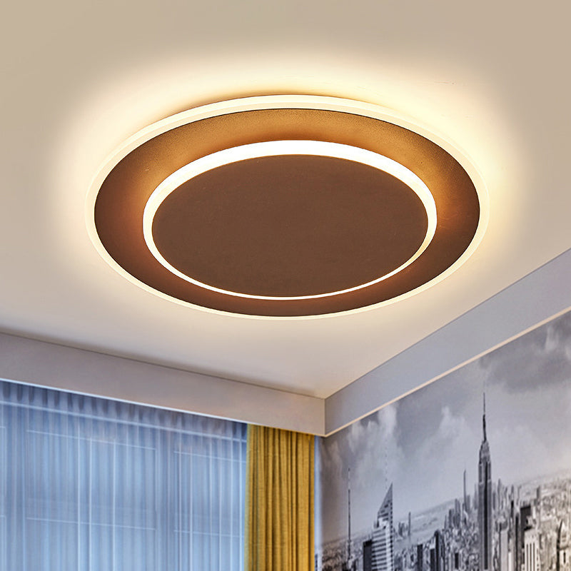 Runde Acryl-Deckenleuchte minimalistisch Weiß/Kaffee 16 "/19.5" breite LED-Unterputz-Lampe in Warm/Weißes Licht