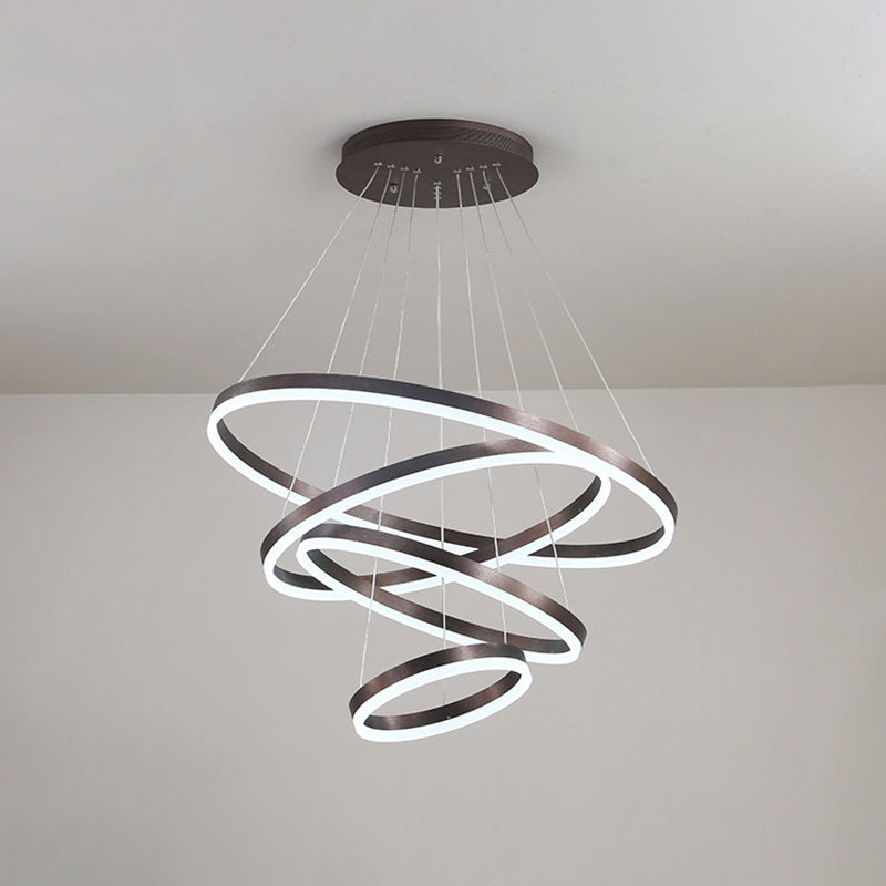 Wrought Iron Black LED Pendant Light in Modern Luxury Style Layered Circles Ceiling Light with Acrylic Shade