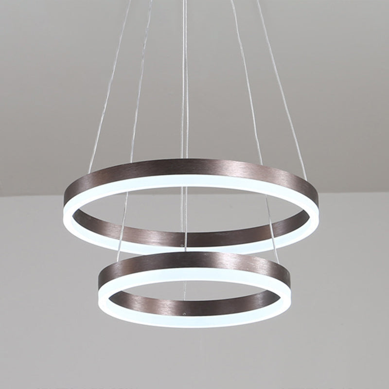 Wrought Iron Black LED Pendant Light in Modern Luxury Style Layered Circles Ceiling Light with Acrylic Shade