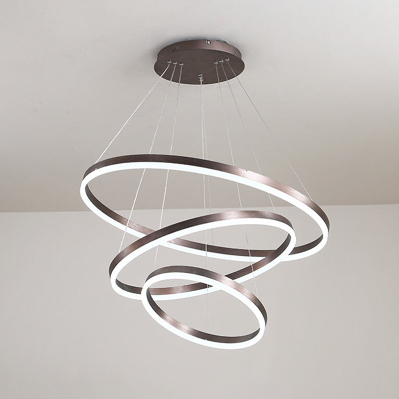 Wrought Iron Black LED Pendant Light in Modern Luxury Style Layered Circles Ceiling Light with Acrylic Shade