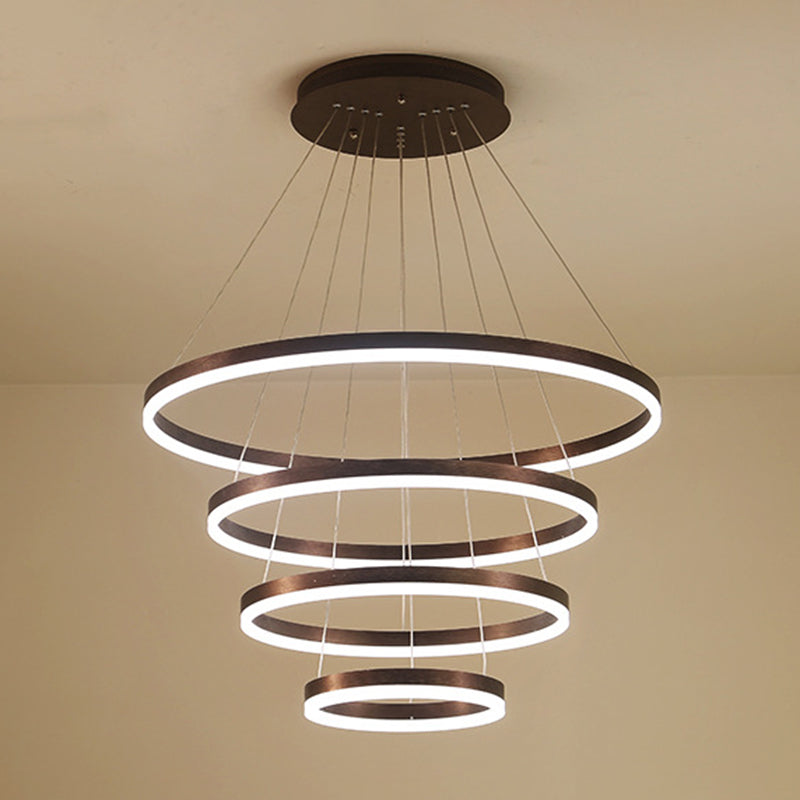 Wrought Iron Black LED Pendant Light in Modern Luxury Style Layered Circles Ceiling Light with Acrylic Shade