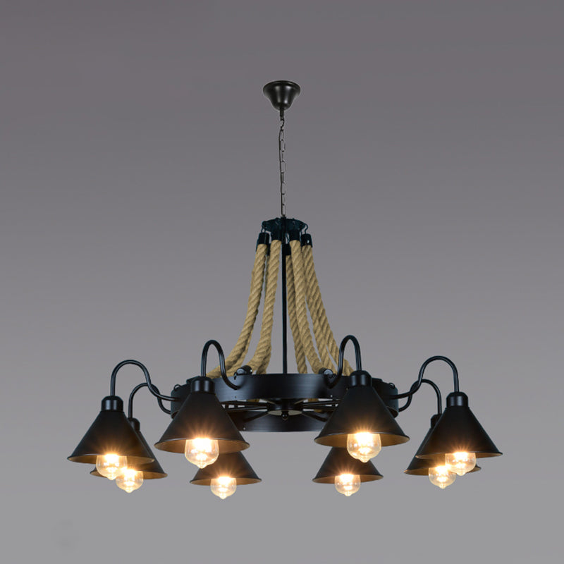 Black Cone lampadario a sospensione a sospensione Light Loft Rope Restaurant Lampone Aione l'illuminazione