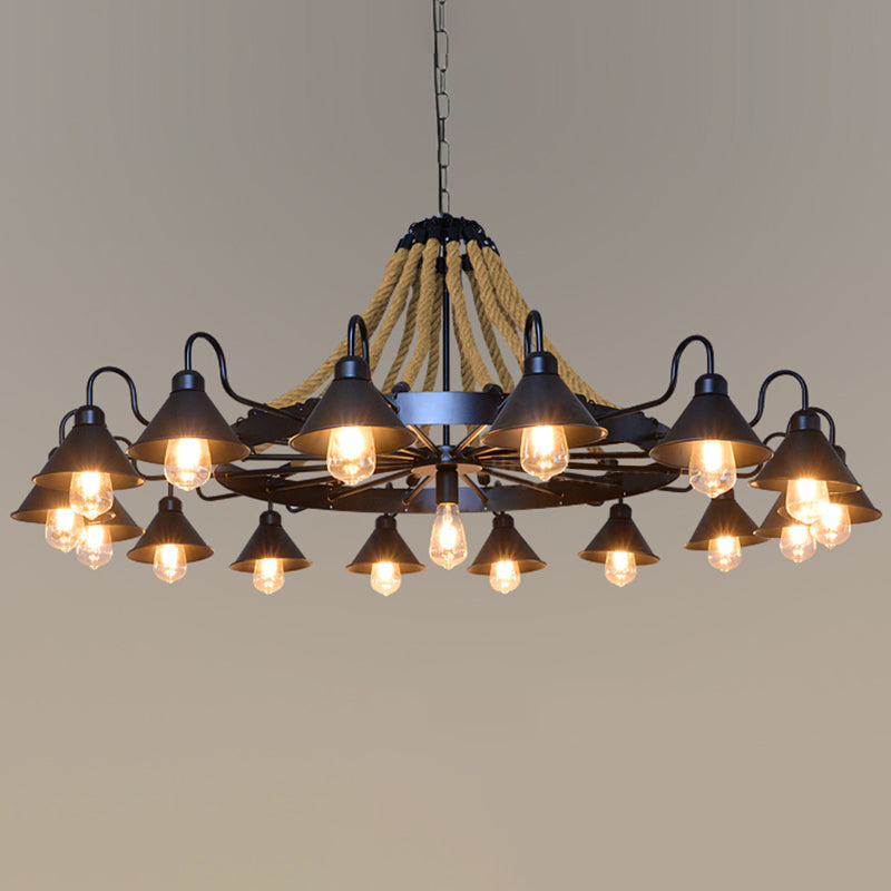 Black Cone lampadario a sospensione a sospensione Light Loft Rope Restaurant Lampone Aione l'illuminazione