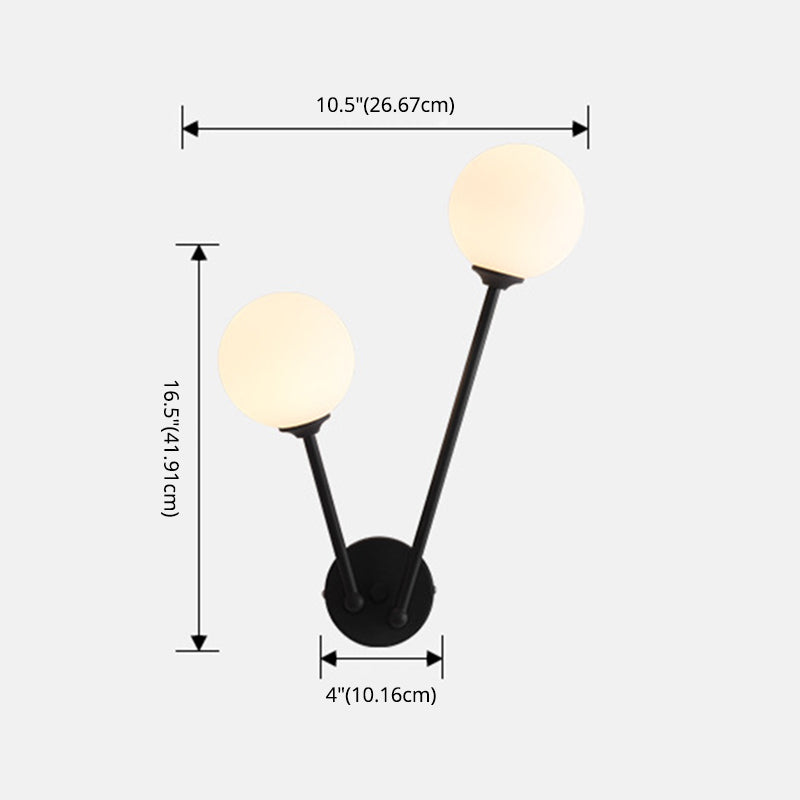 Modern Minimalist Style Double Globe Wall Lighting Fixtures 2 Lights Wall Sconces with Glass Shade