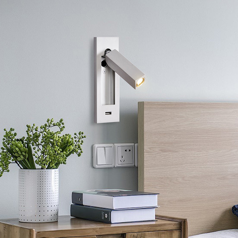 Schlafzimmer Flush-Mount LED Wandleuchter moderner Nachtleuchten mit rechteckig verstellbarem Scheinwerfer