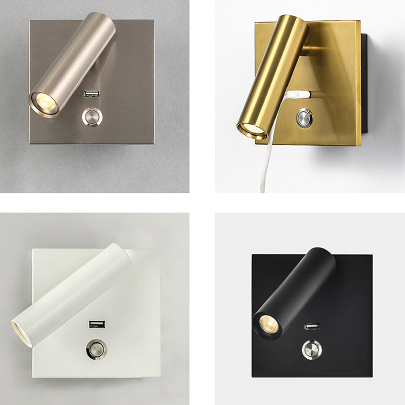 Lampe à applique à LED de base en métal carré 4.3 "H MINI MINI MINI MINI MONTRE LECTURE POUR LA CHAMBRE