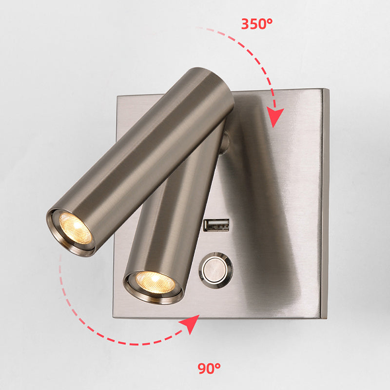 Lampe à applique à LED de base en métal carré 4.3 "H MINI MINI MINI MINI MONTRE LECTURE POUR LA CHAMBRE