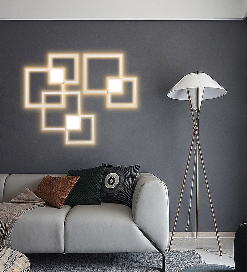 Square Lines Home Decorative LED Wall Lamp Modern Simplicity Style Aluminum Sconce Light for Living Room