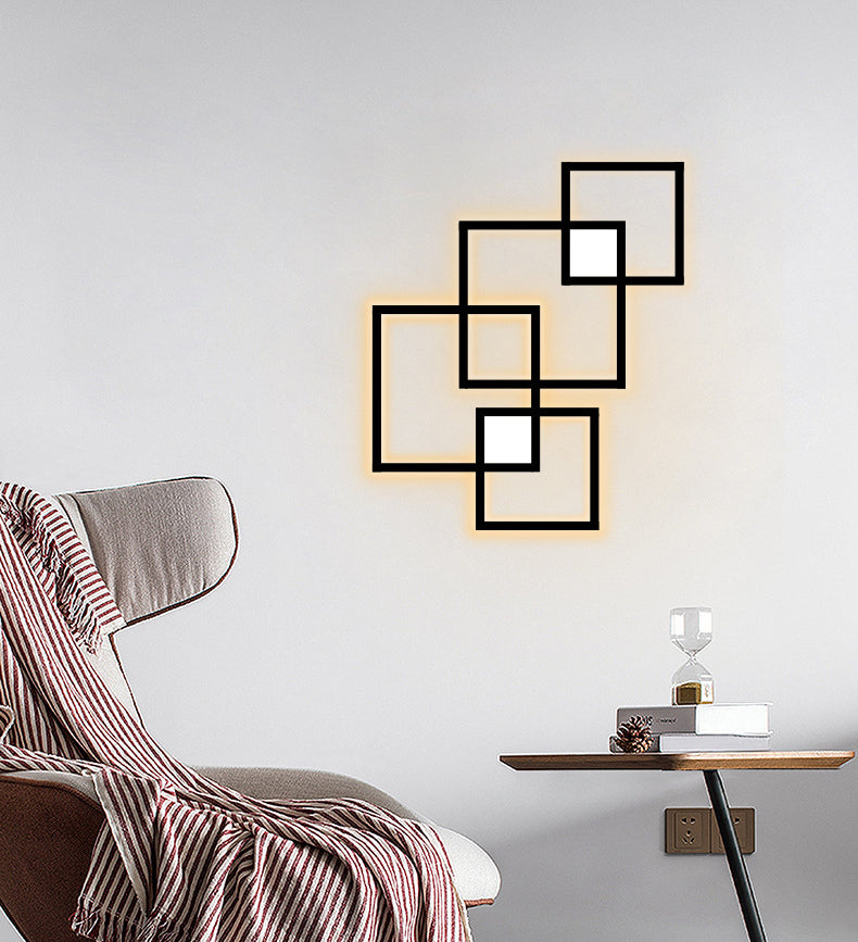 Square Lines Home Decorative LED Wall Lamp Modern Simplicity Style Aluminum Sconce Light for Living Room