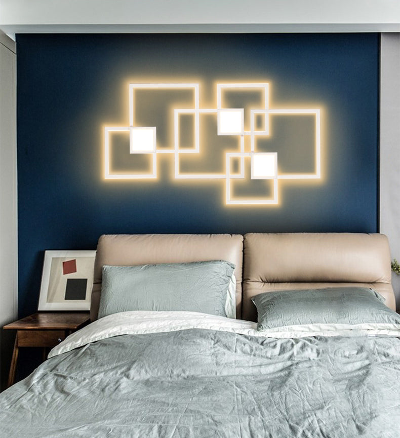 Square Lines Home Decorative LED Wall Lamp Modern Simplicity Style Aluminum Sconce Light for Living Room