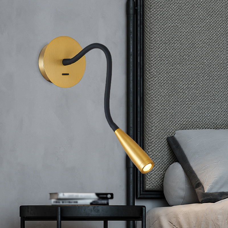 Adjustable Hose Design LED Wall Lamp Modern Style Aluminum Bedside Reading Light with Independent Switch