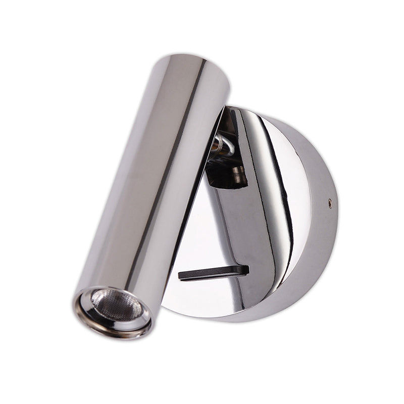 Angle Adjustable Mini LED Sconce Light Contemporary Minimalism Bedroom Lighting Fixture with Metal Round Base