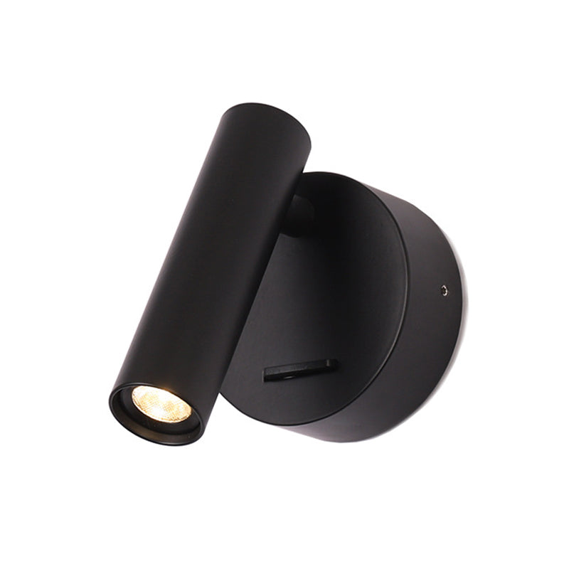 Angle Adjustable Mini LED Sconce Light Contemporary Minimalism Bedroom Lighting Fixture with Metal Round Base