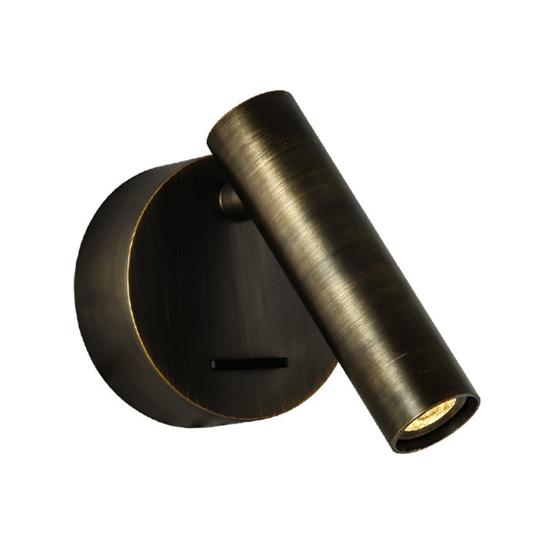 Angle Adjustable Mini LED Sconce Light Contemporary Minimalism Bedroom Lighting Fixture with Metal Round Base