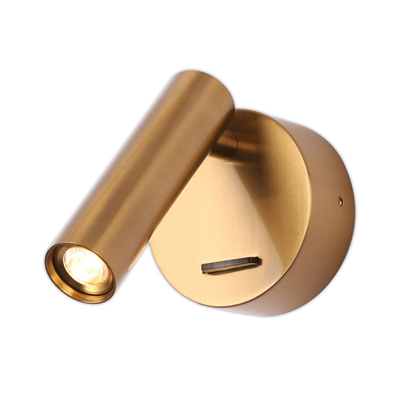 Angle Adjustable Mini LED Sconce Light Contemporary Minimalism Bedroom Lighting Fixture with Metal Round Base