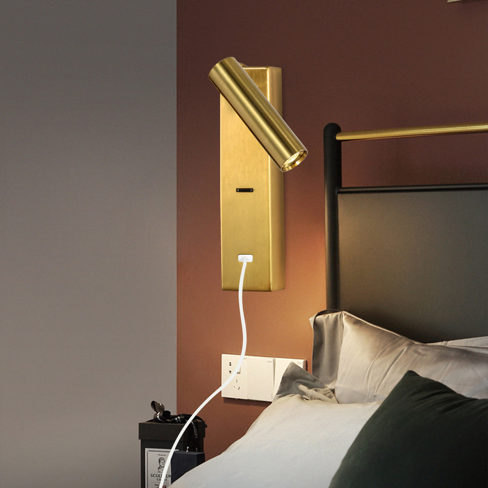 7.8 Inch Height Nordic Style LED Wall Lamp USB Port Design Aluminum Simplicity Bedside Reading Lamp with Switch