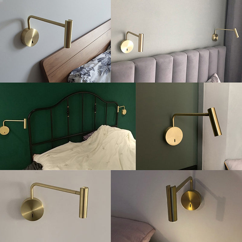 Lámpara de noche de simplicidad nórdica lámpara de diseño de diseño cilíndrico de diseño cilíndrico lámpara de aplano ajustable para dormitorio