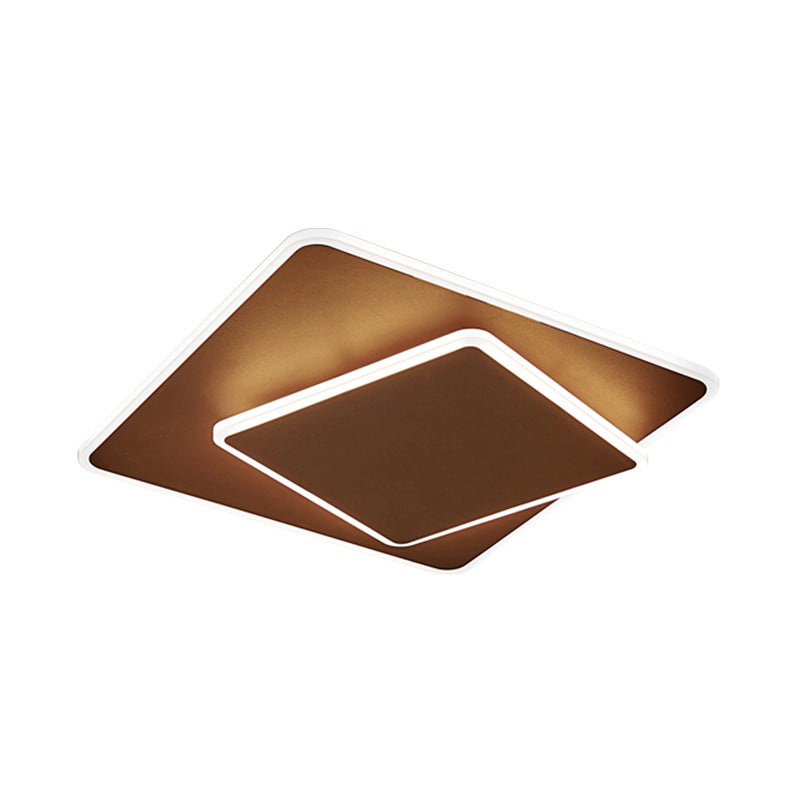 Square Flush Mount Lighting Modernism Acrylic White/Coffee 16"/19.5" Wide LED Ceiling Light in Warm/White Light